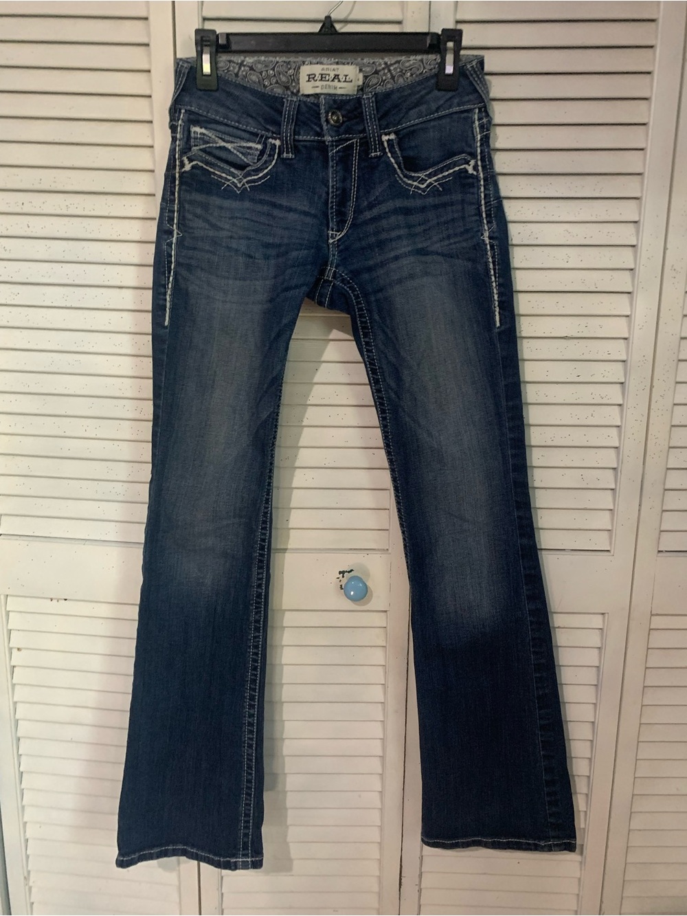 Ariat Real Jeans Womens Mid Rise Bootcut Cowgirl Style Jeans Classic Stitching